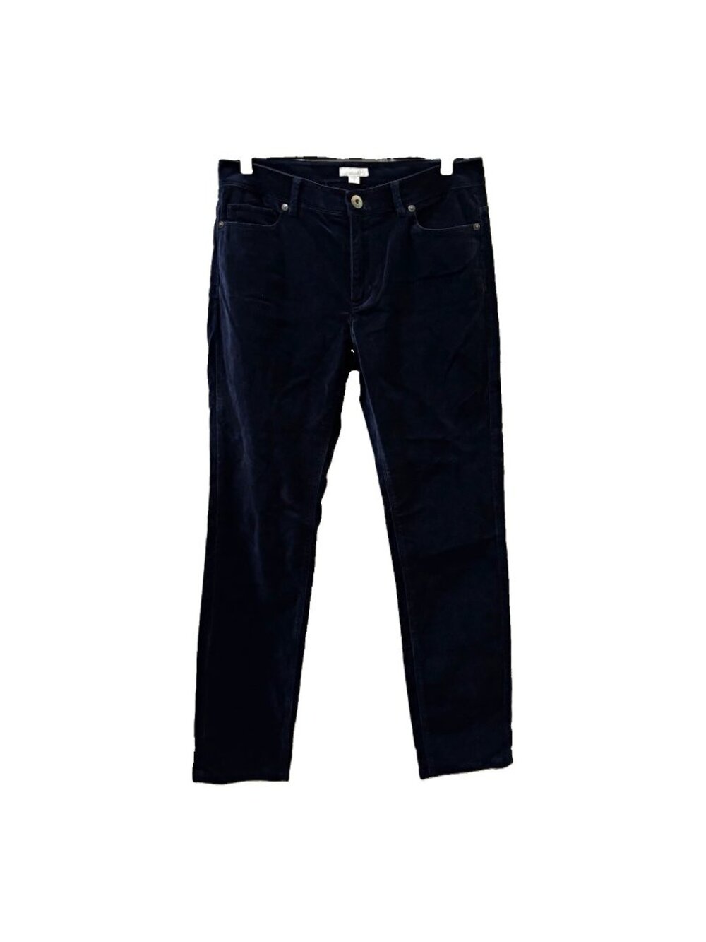 j jill Blue Velour Straight Pants Women 4 Slim Fit Mid Rise Stretch Pockets